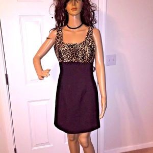 Vintage 1990’s Black Cheetah Leopard Black Dress M